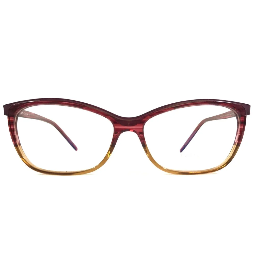 Tom Davies Eyeglasses Frame TD597 Col. 1644 Brown Red Horn Cat Eye 55-15-140